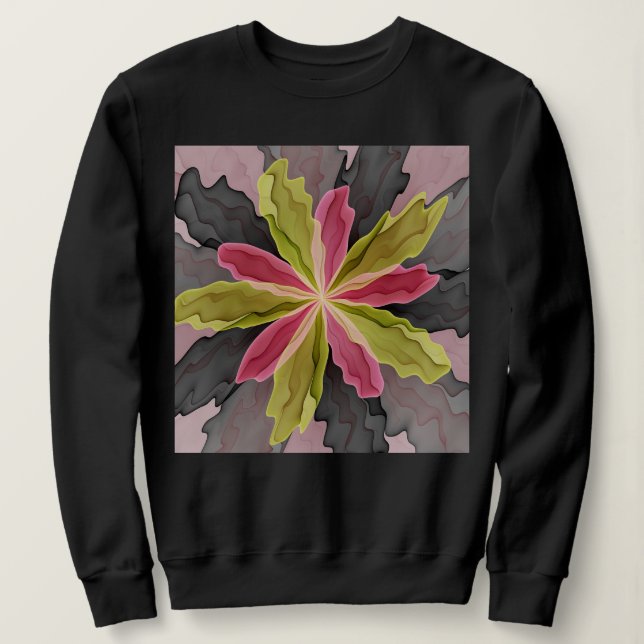 Sudadera Alegría, antracita verde rosada Fantasía Flower Fr (Anverso del diseño)