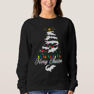 Sudadera Alegría del lagarto navideño Pine Tree Xmas Luces