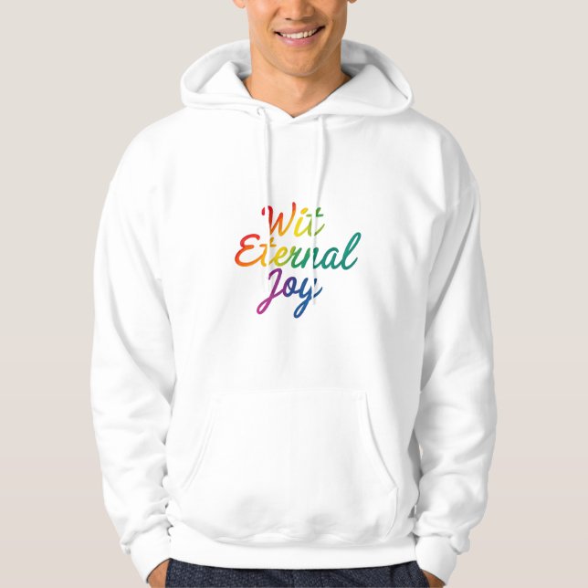 Sudadera Alegría eterna - Arte de tipografía arcoiris (Anverso)