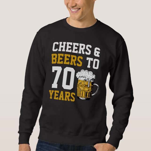 Sudadera Alegría y cerveza de 70 años a 70 años divertidos (Anverso)