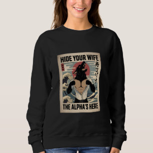 Sudadera Alfa de Esconder a Tu Esposa Aquí Lobo Japonés Uki