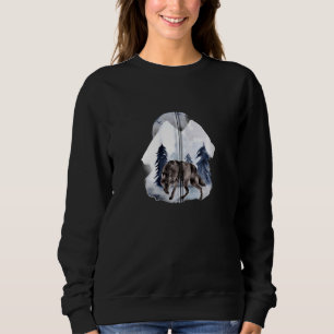 Sudadera Alfa Wolf Watercolor Montañas de Nieve Luna de Inv