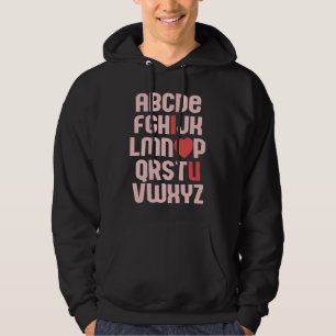 Sudadera ALFABETO ABC TE QUIERO Día de San Valentín Corazón