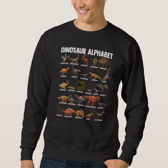 Sudadera Alfabeto de dinosaurios  Identificación de tipos d (Anverso)