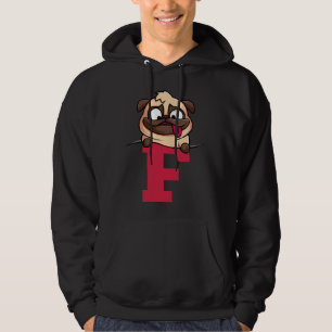 Sudadera Alfabeto de pug cutáneo, letra f, alfabeto de perr