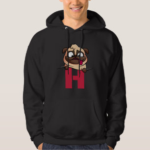 Sudadera Alfabeto de pug cutáneo, letra H , alfabeto de per