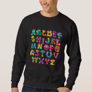 Sudadera Alfabeto Halloween Profesor Niños Monstruo Lindo A