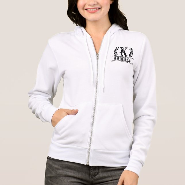 Sudadera Alfabeto Monograma Bella+Canvas Hoodie De Zip Comp (Anverso)