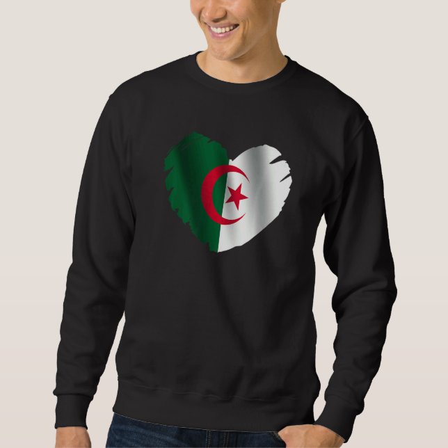 Sudadera Algeria Flag On Shape Of Heart Algerian Algeria (Anverso)