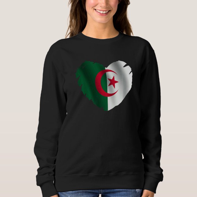 Sudadera Algeria Flag On Shape Of Heart Algerian Algeria (Anverso)