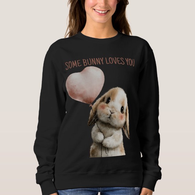 Sudadera Algun Conejo Te Ama con Globo de Corazón (Anverso)