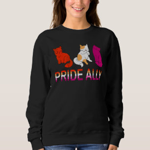 Sudadera Alía del Orgullo Tres gatos de bandera lesbiana Or