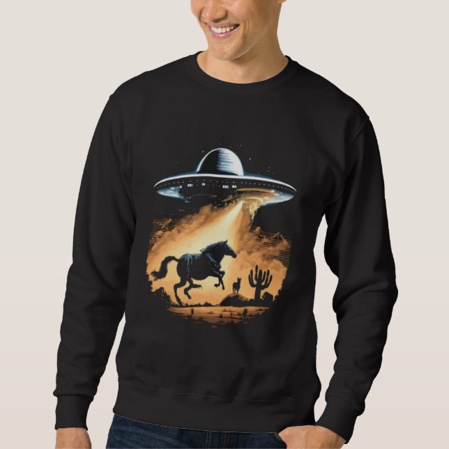 Sudadera Alien Abduction Horse UFO Spaceship Extraterrestri (Anverso)