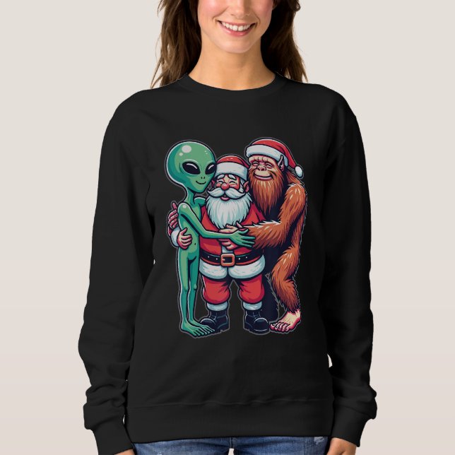 Sudadera Alien Bigfoot y Santa Claus Believer Funny Chris (Anverso)