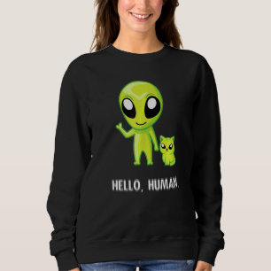 Sudadera Alien Cat Hello Human Ufo Kitten