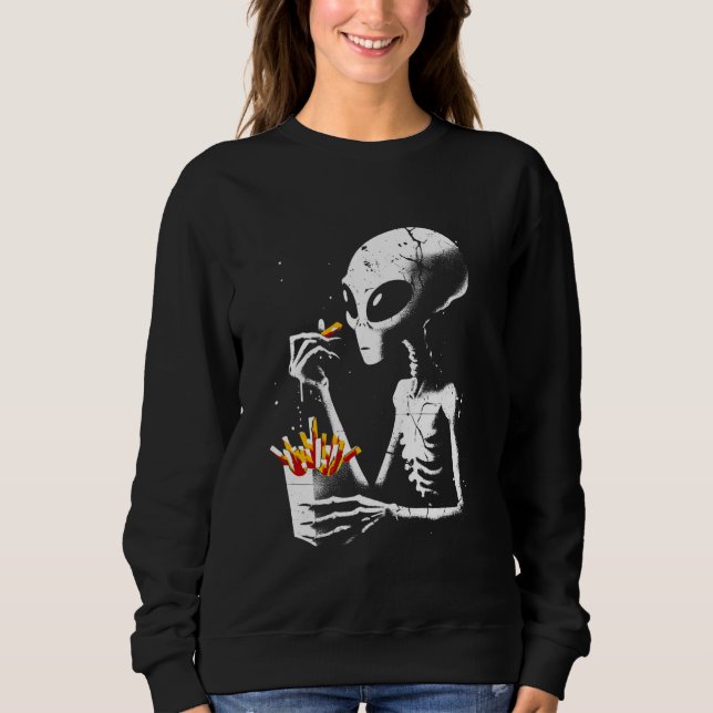 Sudadera Alien comiendo bolas francesas - Gráfica divertida (Anverso)