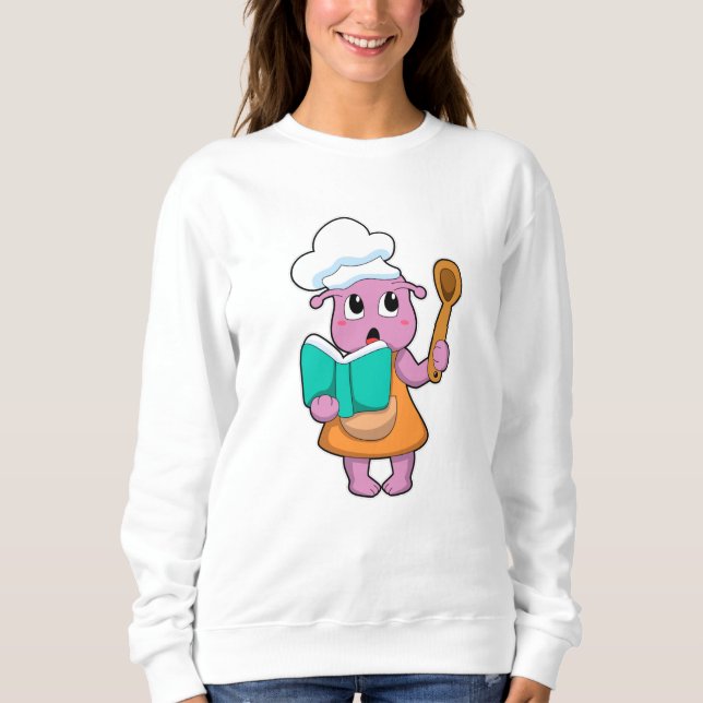 Sudadera Alien como cocinero con libro de cocina (Anverso)