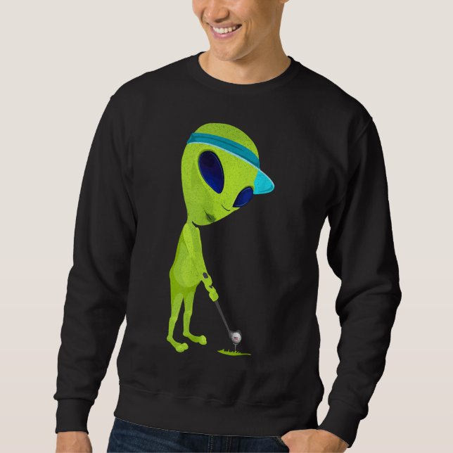 Sudadera Alien divertida jugando golf parodia al golf (Anverso)