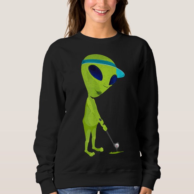 Sudadera Alien divertida jugando golf parodia al golf (Anverso)