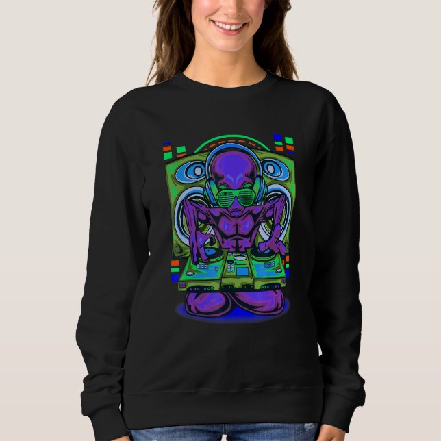 Sudadera Alien Dj Inspirado Alien Turntables Relacionados C (Anverso)