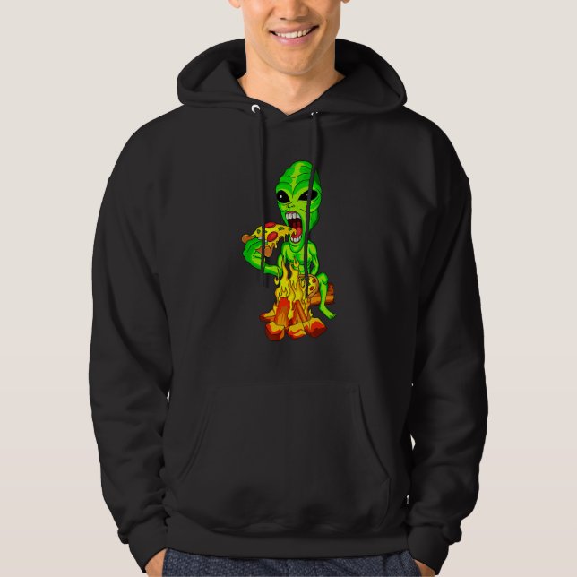 Sudadera Alien Eating Pizza UFO Extraterrestre (Anverso)