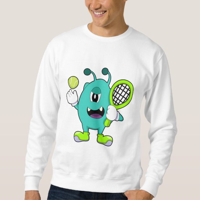Sudadera Alien en tenis con raqueta de tenis (Anverso)