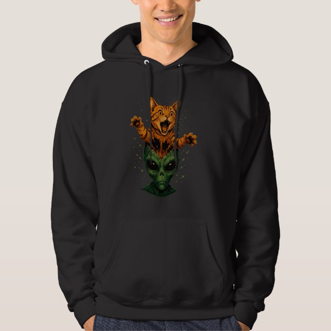 Sudadera Alien Head Cat Explosion Funny SciFi Kitty Weird (Anverso)