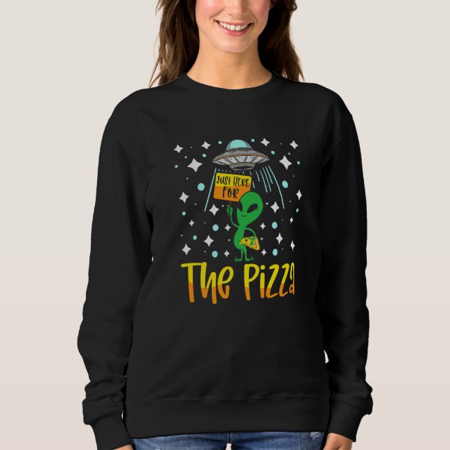 Sudadera Alien Head Eating Pizza UFO Extraterrestrial Ficti (Anverso)