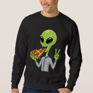 Sudadera Alien Head Eating Pizza UFO Extraterrestrial Snack