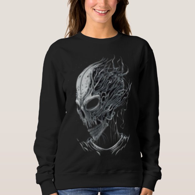 Sudadera Alien Head Extraterrestrial UFO Glitch Alien Face (Anverso)