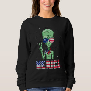 Sudadera Alien Merica 4 De Julio Día Mundial De La Ufo Vint