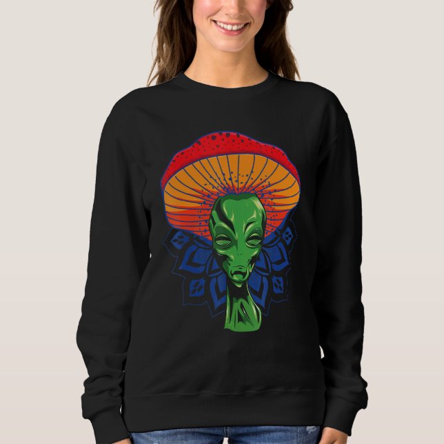 Sudadera Alien Mushroom Head For Gorra With Mandala (Anverso)