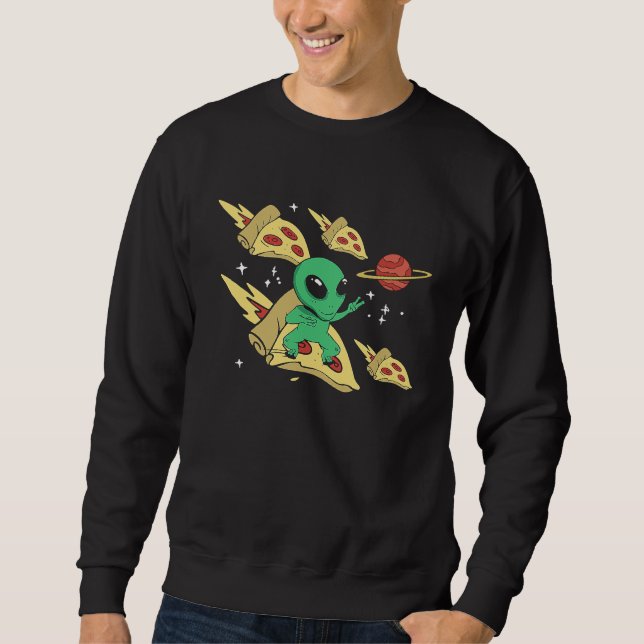 Sudadera Alien Riding Pizza UFO Galaxy Fast Food (Anverso)