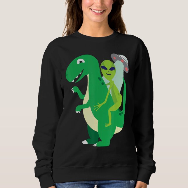 Sudadera Alien Riding T Rex Guay Dinosaur Dino Halloween Co (Anverso)