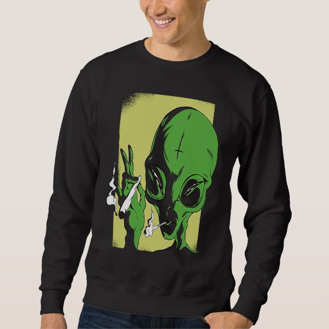 Sudadera alien space aliens  ufo smoking (Anverso)