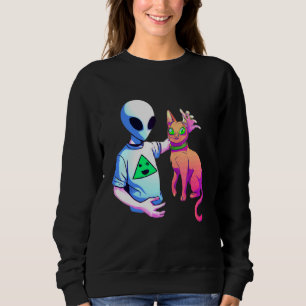 Sudadera Alienígena Acariciando Un Gato Alien Ufo Gato Niñ
