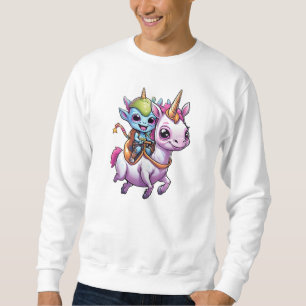 Sudadera Alienígena espacial Cute montado en unicornio dive
