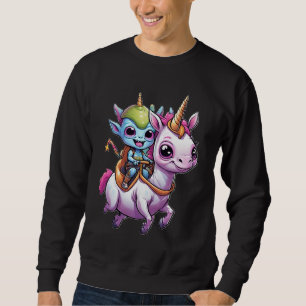 Sudadera Alienígena espacial Cute montado en unicornio dive