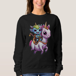 Sudadera Alienígena espacial Cute montado en unicornio dive