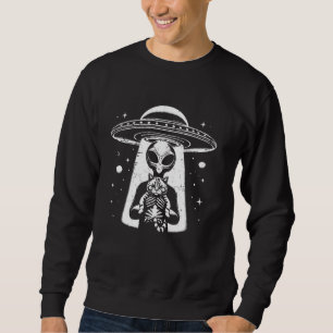 Sudadera Alienígena gracioso OVNI sosteniendo un gráfico de