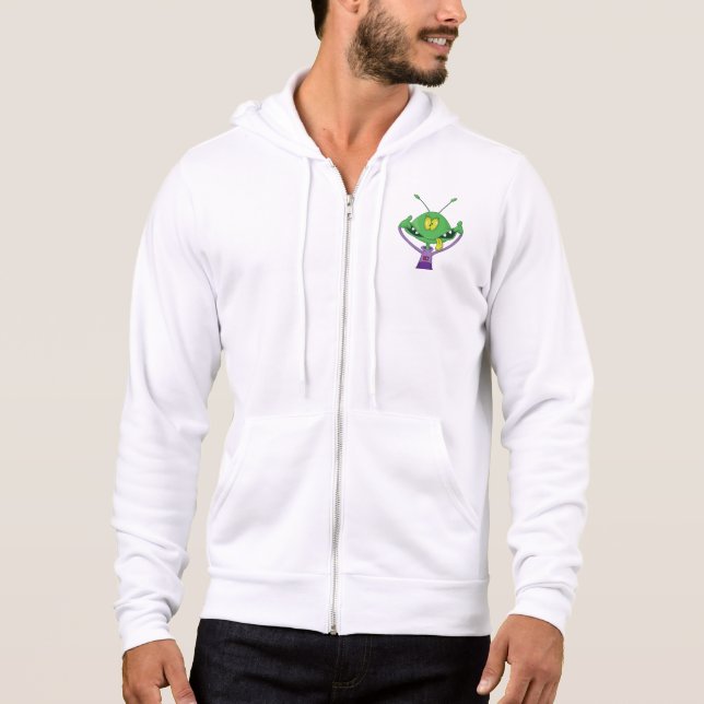 Sudadera Alienígena Verde Divertido Haciendo Cara Tonta (Anverso)