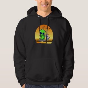 Sudadera Alienígena Verde Gato Lindo Et Galaxia Espacio