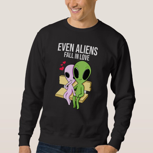Sudadera Aliens Fall In Love Girlfriend Boyfriend (Anverso)