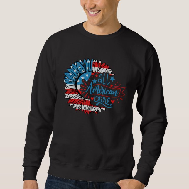Sudadera All American Girl Sunflower 4th of July Patriotic  (Anverso)