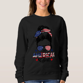 Sudadera All American Girls 4th Of July Messy Bun Patriotic