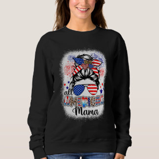 Sudadera All American Mama Messy Bun 4th Of July Leopard Su