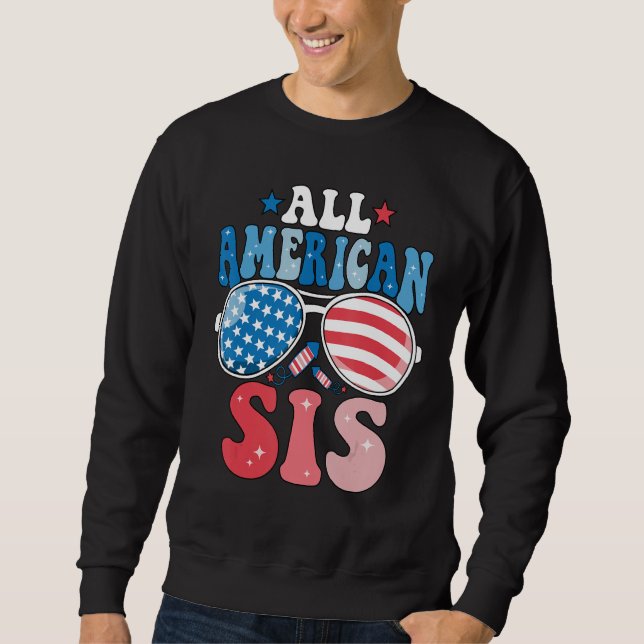 Sudadera All American Sis Sunglasses 4th of July Family Mat (Anverso)