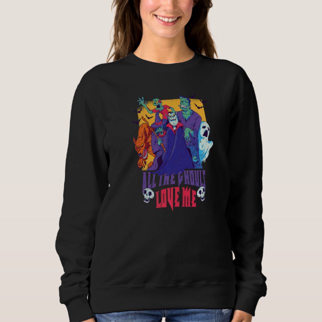 Sudadera All the ghouls love me dracula ghost witch zombie  (Anverso)
