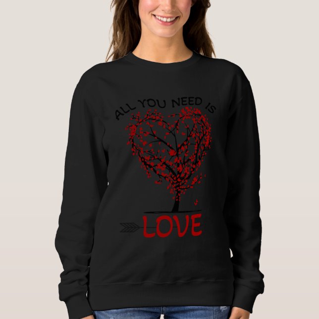 Sudadera All You Need is Love Valentine's Day Tree with Hea (Anverso)