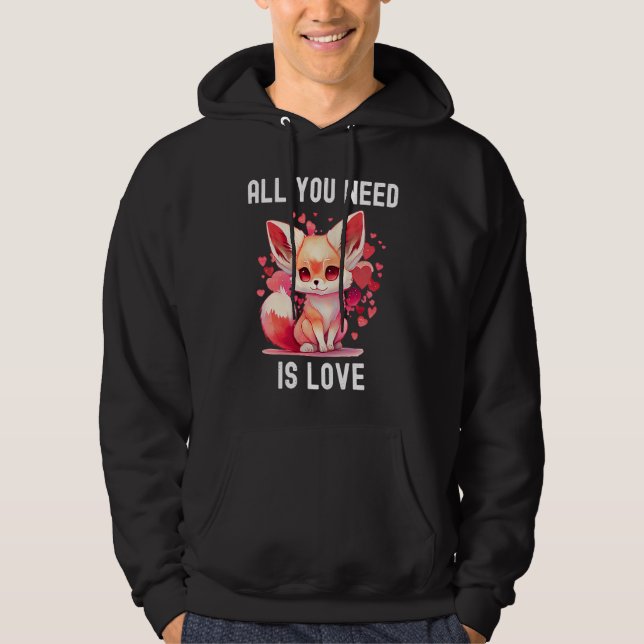 Sudadera All you need is love with heart Kitsu Valentine's  (Anverso)